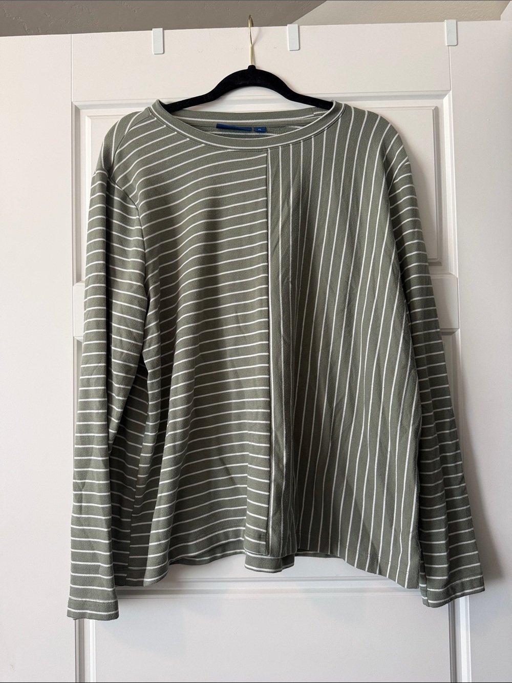 Apt. 9 Olive Green and White Striped Knit Top